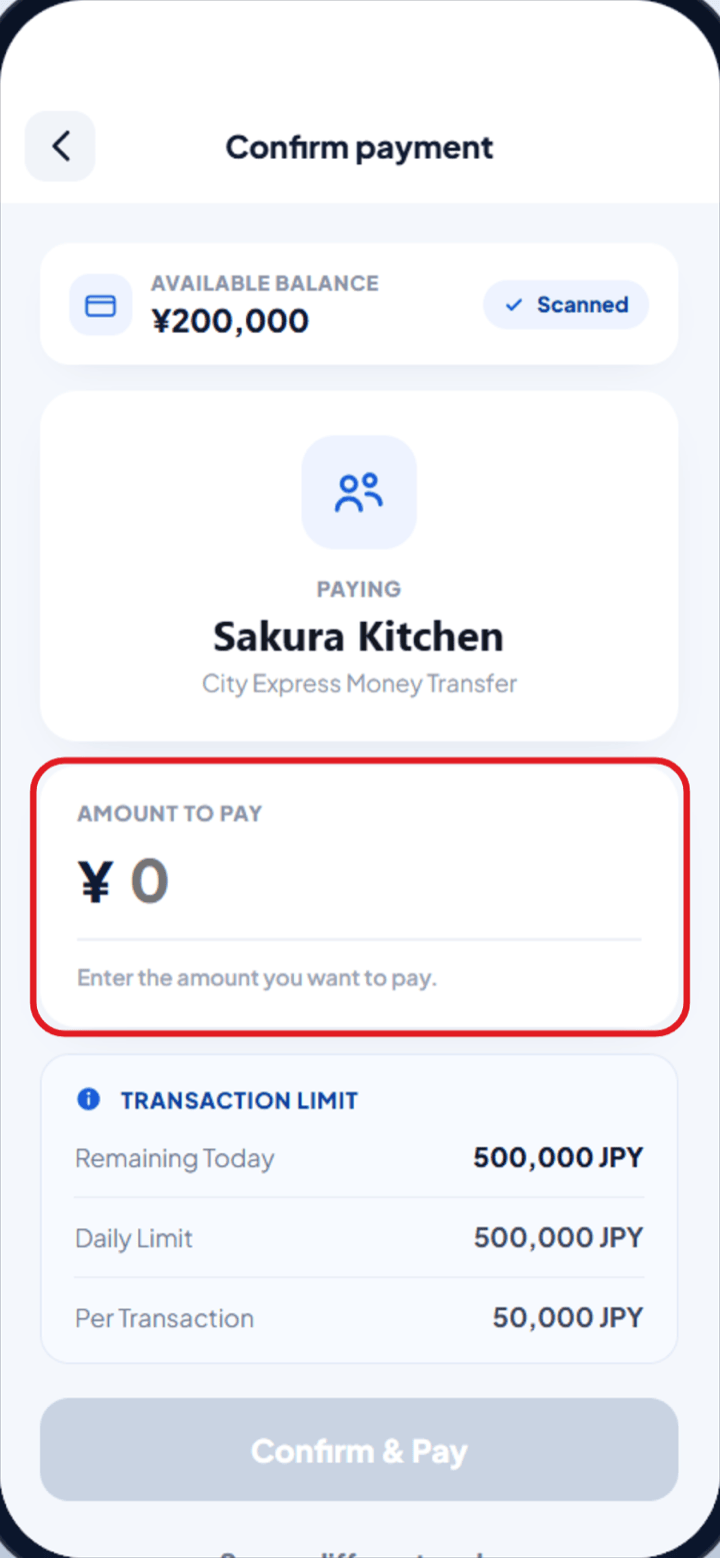 Check the store and enter the amount