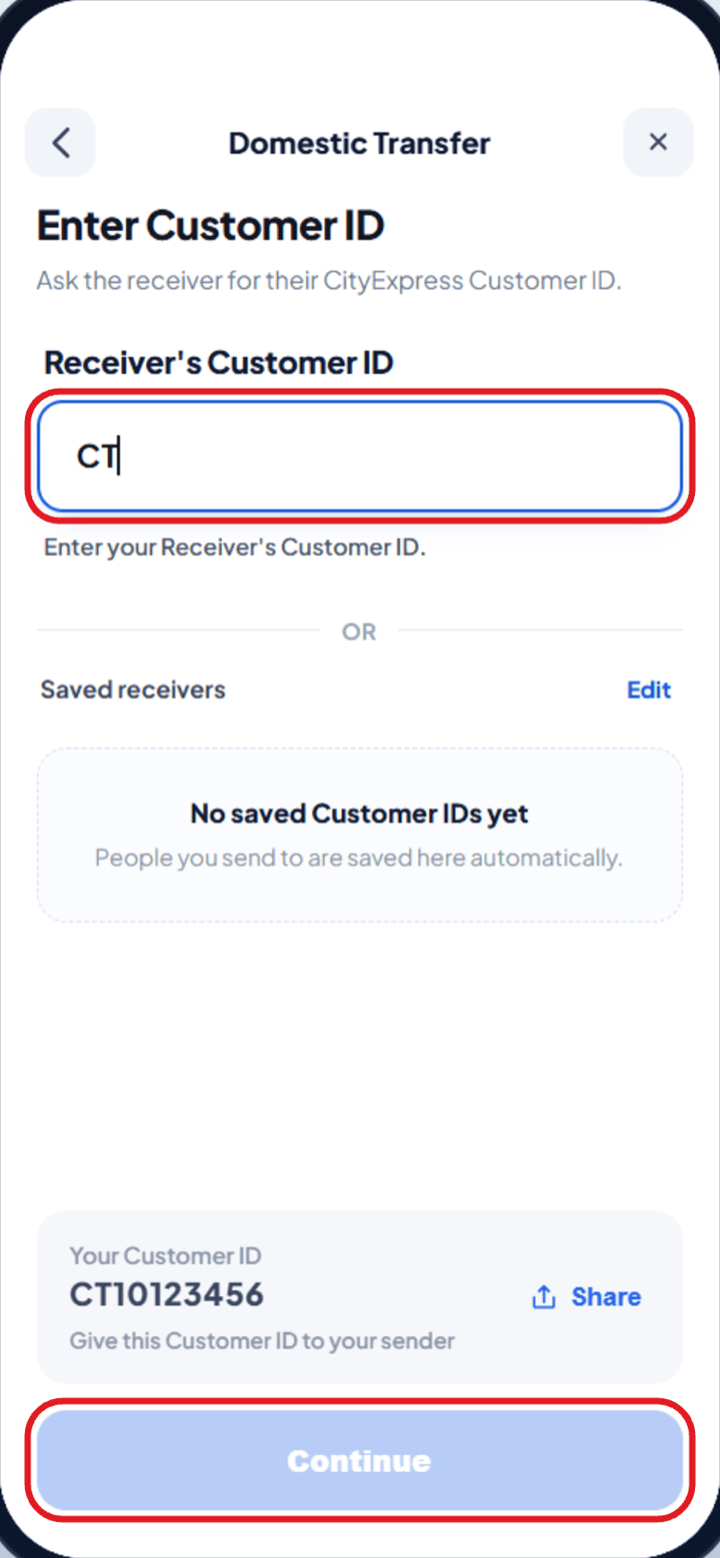 Enter the Customer ID