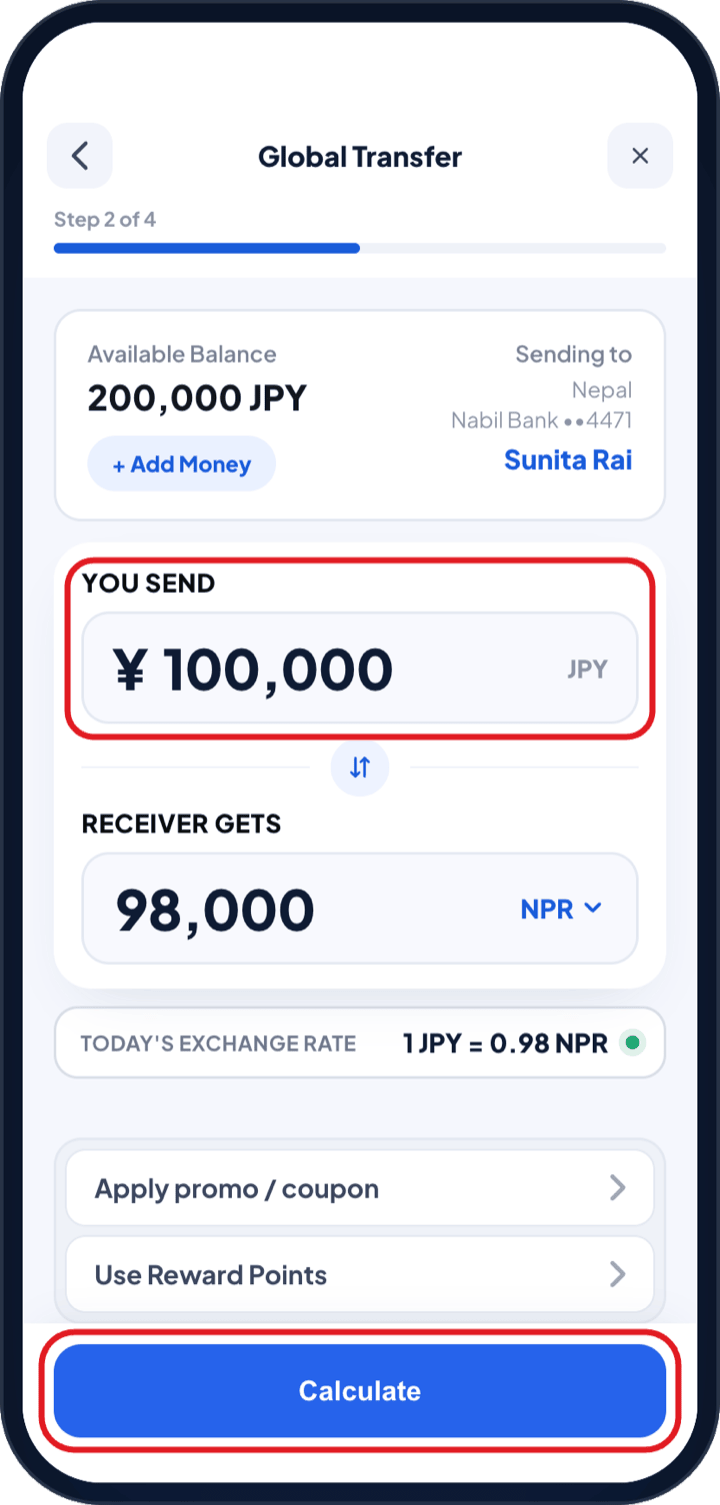 Enter the amount