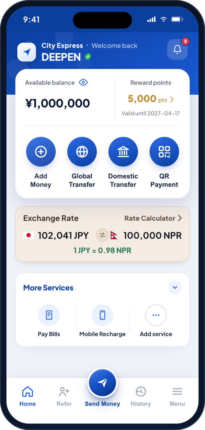 City Wallet app home screen